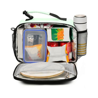 Custom Student Lunch Bag for Boys Girls Mint Green Color Personalized Name Lunch Box Insulated Cooler Bag for School Picnic Office - color: Multi10