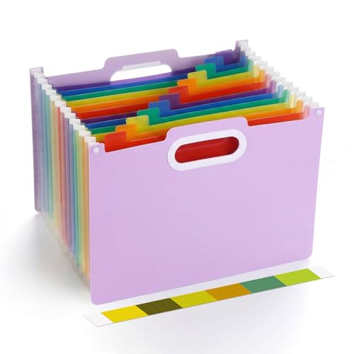 Comix Expanding File Folder, 13 Pockets Accordion File Organizer, Purple | Letter/A4 Size Document Organizer, For Home Office School - color: Purple, size: Handheld