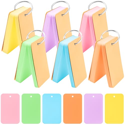 300 PCS Flash Cards 2 x 3 Inch Index Cards with Ring,Portable Blank Note Card Flashcards,Mini Blank Flash Cards Colorful Note Pad 2 x 3 Index Study Notecards for School Office Supply - color: Multicolor