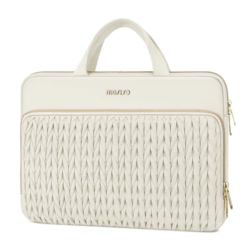 MOSISO Laptop Case 16 inch, 15-15.6 inch Laptop Sleeve Compatible with MacBook Pro 16 M5 M4 M3 M2 M1, HP Dell Acer Lenovo ASUS Notebook, Wheat Ear Quilted Carrying Bag with Handle&Pocket, Sand - color: Sand, size: 16 inch