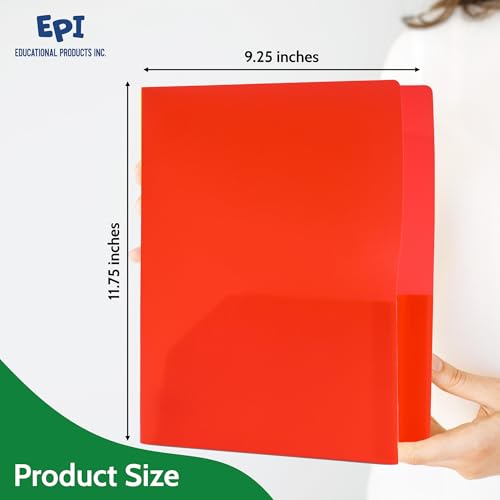 24 Pack Yellow Plastic Folders with Pockets Heavy Duty. 2 Pocket Folder no Prongs Bulk. Tear-Resistant Letter Size 8.5x11. Presentation Ready School and Office Supplies - color: Yellow, style: No Prongs