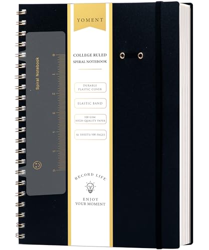 Yoment Spiral Notebook 8.5 x 11 A4 Large Notebooks for Work College Ruled Journaling Notebooks, 100 GSM Paper, Spiral Bound Journal for School Note Taking Writing, A4 Black - color: Black, style: D - Line - A4