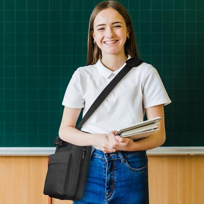 3 Ring Zipper Binder, Durable School Zip Binder, 2" 500 Sheets | Sturdy organizer with strap & pockets fits laptops. Internal pouch keeps daily tech gear easy to carry. - color: Black