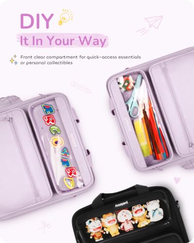 Zipper Binder 3 Ring with Ita Window, 3 Inch D-Ring Binder with Zipper and Strap Fits 14" Laptop, 600+ Sheets Capacity 3-in-1 Shoulder/Backpack/Handle Binder Bag for School Office Commute, Purple - color: Purple