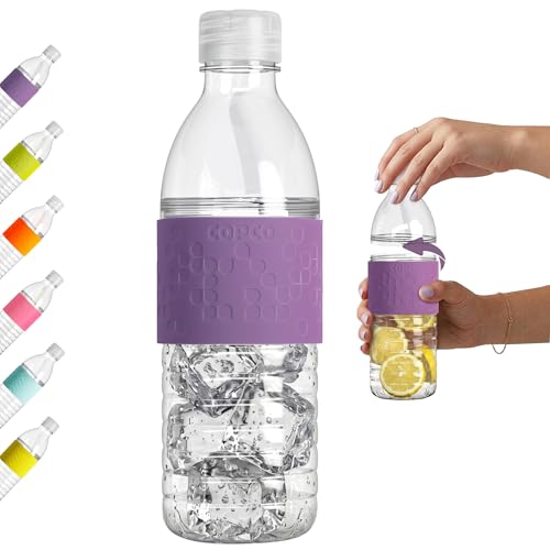 Copco Hydra Water Bottle with Spill-Resistant Lid, 16.9 oz - Reusable Tritan Non-Slip Sleeve, Twist-Open Body - BPA-Free, Leak-Proof, Durable & Portable for Gym, Office, School (Lime Green) - color: Purple, size: 16.9 Ounces