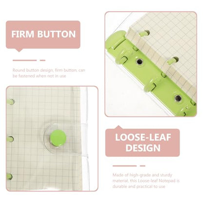CATIEBYE Mini 3-ring Binder Notebook, Creative Pocket Notepad with Green Clip, Refillable Mini Scrapbook for Writing and Note-taking, Portable Stationery for Office and School Use