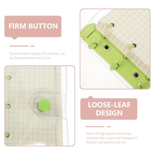GRIRIW Mini 3-ring Loose-leaf Binder Notebook, Green Clip Decorative Mini Scrapbook Notepad for School, Office, and Personal Notes