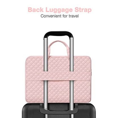 MOSISO 360 Protective Laptop Case 16 inch,15-15.6 inch Laptop Sleeve Compatible with MacBook Pro 16 M5 M4 M3 M2 M1 HP Acer Dell Lenovo,Square Quilted Bag Cover with 2 Pockets&Handle&Belt, Chalk Pink - color: Chalk Pink, size: 16 inch