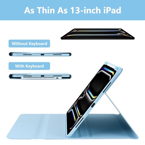 aMZCaSE for iPad Pro 13 inch Case with Keyboard (M5/M4) 2025/2024, Keyboard Case for iPad 13 Pro Magnetic Detachable Folio Slim Pro 13 Stand Cover,Smart Sleep/Wake,Pencil Holder,Light Blue - color: Light Blue