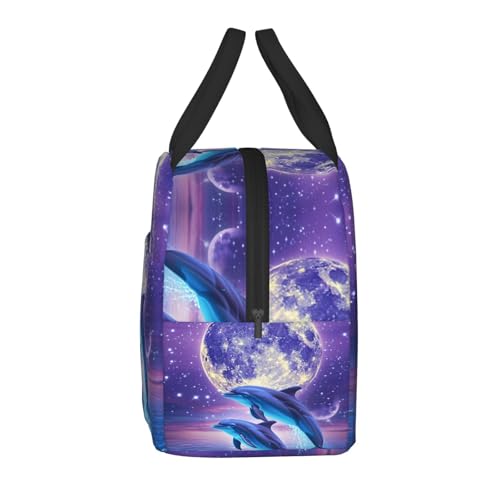 Dolphin Lunch Box - Insulated Lunch Bags for Kids Boys Girls Reusable Lunch Tote Bags, Perfect for School/Camping/Hiking/Picnic/Beach/Travel - color: Dolphin