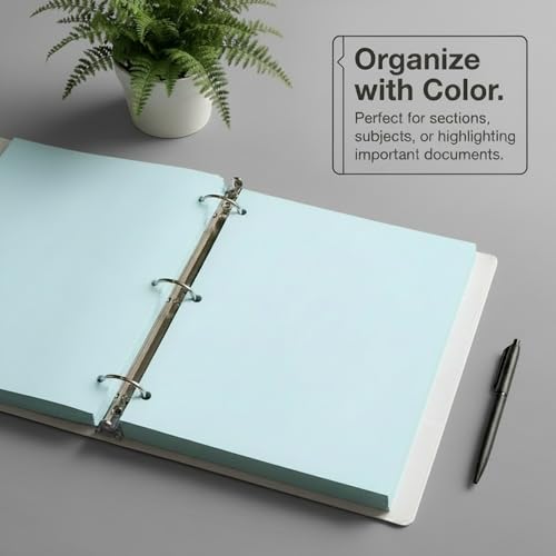 Copy Printing and Writing Colored Paper, 20 Pound - 75 Gsm, 3 Hole Punch, 500 Sheets per Ream. (Blue) - color: Blue