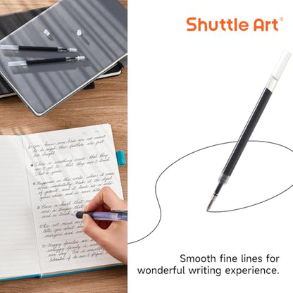 Retractable Gel Pen Refills, Shuttle Art 60 Pack Black Rollerball Gel Ink Pens Refills, Bulk Set, 0.7mm Fine Point for Writing Journaling Taking Notes School Office Home - color: Black, size: 60 Count (Pack of 1)