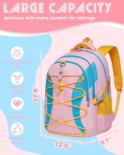 BLUEFAIRY Middle High School Backpack for Boys Girls Large Bookbag with Laptop Compartment Back to School Book Bags for Teens Teenagers Mochilas Escolares para Niños Niñas (Pink/Blue, Solid) - color: Pink/Blue