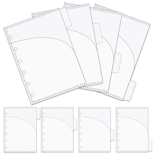 8pcs A7 Binder Pockets Smooth Clear PP Budget Cash Envelopes 0.2mm Thick 2 Pocket Index Dividers Outside Loading Money Organizer for Budgeting Planner Inserts Supplies - color: Clear, size: A7 - 8 Tabs