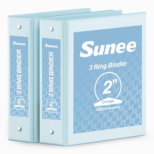 SUNEE 3 Ring Binder 2 Inch 2 Pack, Clear View Binder Three Ring PVC-Free (Fit 8.5x11 Inches) for School or Office Supplies, Blue - color: Blue, size: 2 Inch