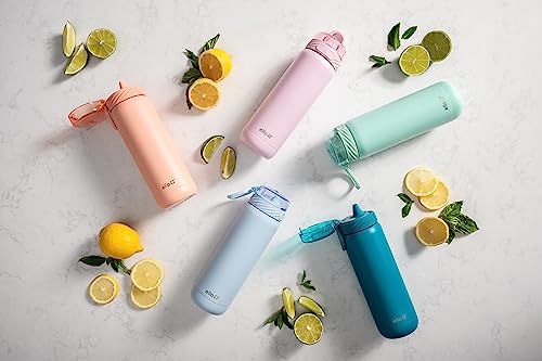 Ello Cooper 40oz Stainless Steel Water Bottle with Straw and Carry Handle, Double Walled and Vacuum Insulated Metal, Leak Proof Locking Lid with Soft Silicone Spout, Reusable, BPA Free, Antigua - color: Antigua, size: 40 Ounces