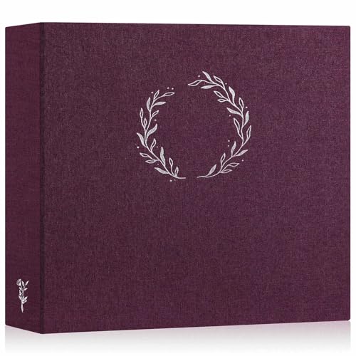 Lanpn Photo Album Scrapbook 12x12, Linen Cover Wreath Design Top Load 3 Ring Folder Binder Photobook Photo Book 12 x 12 inch with 30 Plastic Sleeves 60 Pages Purple - color: Purple, size: 12x12"