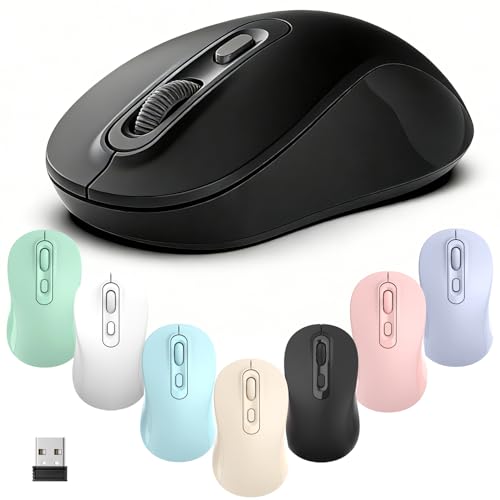 Wireless Mouse, 2026 New Model, Silent Click Ergonomic Design, Portable, 4 Buttons, Adjustable DPI (800/1200/1600), for Laptop/PC/Office (Black) - color: black