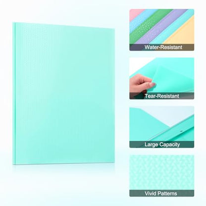 ViVin Sturdy Plastic Folder with Pockets,6 Pack,Heavy Duty Two Pocket 3 Prong Folders,Holds Letter Size Paper,File Folders with Business Card Slot for School Home and Office(Light Green) - color: Light Green, size: 6 PACK