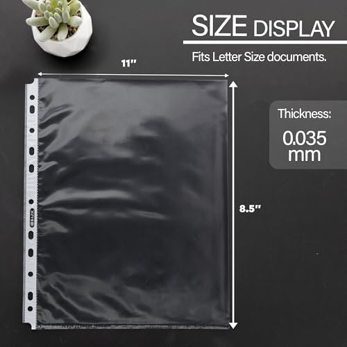 BAZIC Sheet Protectors Economy, Fit 8.5x11 Inch Paper, 11 Hole Clear Plastic Sleeves Ring Binder Sheets, Archival Safe (10/Pack), 1-Pack | letter size, economy weight top-loading sheet protectors, acid-free poly, Fit 3-ring binders, Clear front and back,