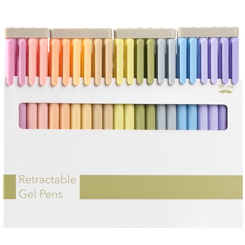 Mr. Pen- Retractable Gel Pens, 22 Pack, Black Ink, Mild Pastel Barrel | Fine Point 0.5 mm, Fast Dry, Smooth Writing, Cute Gel Ink Pens Bulk for Drawing, Writing Planner and School Supplies
