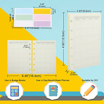 A7 Planner Refill,4 Packs per Set, Monthly Plan Paper, A7 Pocket Binder Refills Inserts 6 Ring with Label Stickers Gift,Mini Binder Refills,6 hole/100gsm Thick Paper/4.84 x 3.23'', Harphia - color: Monthly Plan