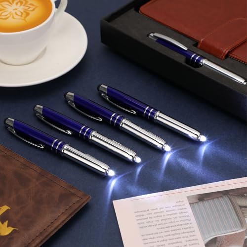 Zonon 15 Pieces 3 in 1 Multi-Function Touch Pen with LED Flashlight and Stylus Tip Multi-Function Ballpoint Pen, 1.0 mm Black Ink Ballpoint for Touch Screens Back to School Gifts(Blue) - color: Blue
