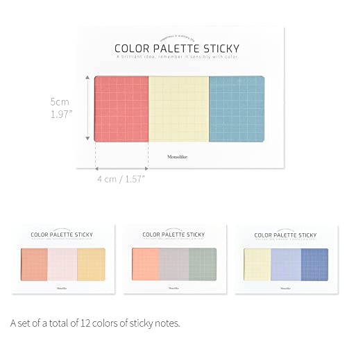 Monolike Color Palette Sticky Grid 300 A Set 4p - Self-Adhesive Memo Pad 30 Sheets - color: Grid 300 a