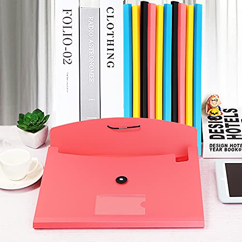 4 Pack 7-Pocket Expanding File, Plastic Expandable File Folder with Pockets, A4/Letter Size Accordion Organizer Folder, for School and Office Supplies - Black&Blue&Pink&Yellow