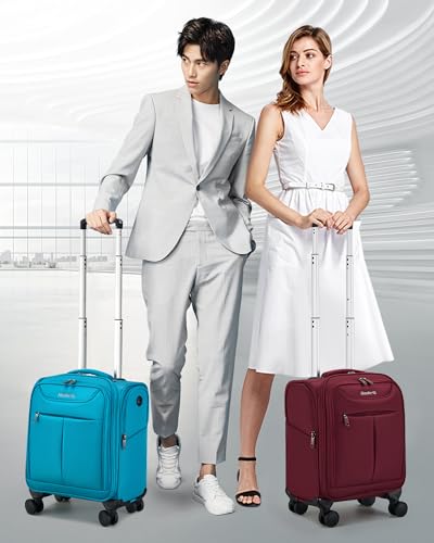 Hanke Underseat Carry On Luggage with Wheels, Lightweight Small Suitcase Airline Approved 16 Inch Softside Personal Item Travel Bag for Women Men, Compact Under Seat Luggage.(Burgundy) - color: Burgundy