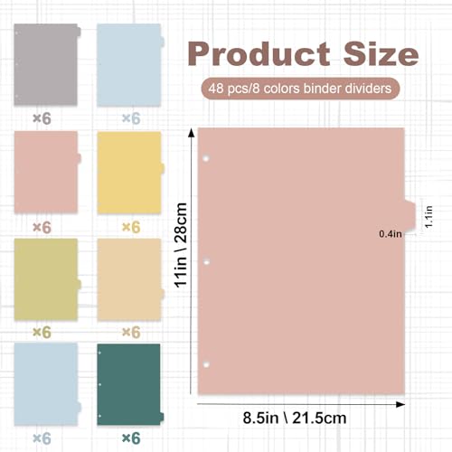 6 Sets Dividers for 3 Ring Binder,8 Tab,Come with 252 Pcs Blank Sticky Labels - size: 6Sets-8TAB