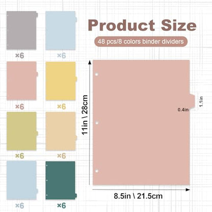 6 Sets Dividers for 3 Ring Binder,8 Tab,Come with 252 Pcs Blank Sticky Labels - size: 6Sets-8TAB
