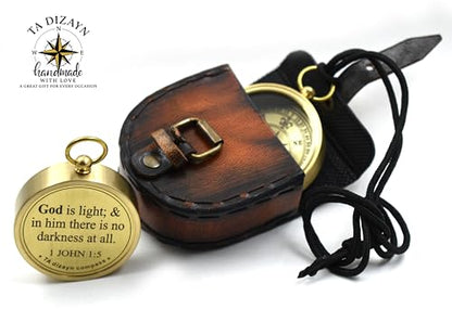 For I Know The Plans I Have For You, Jeremiah 29:11, Solid Brass Directional Engraved Compass, Baptism Gifts for Boys Girls, First Communion, Christian Gifts for Men, First Confirmation Gifts for Boys - style: # God is Light-1 John 1:5