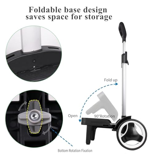 Backpack Trolley Wheeled Cart with Edge Guard Base Noiseless Big Wheels Aluminium Alloy Folding Hand Truck with Luggage Strap for Universal Backpacks Luggage cart for Teenagers,Adults,School,Travel - size: Noiseless Large Wheels with Edge Guard