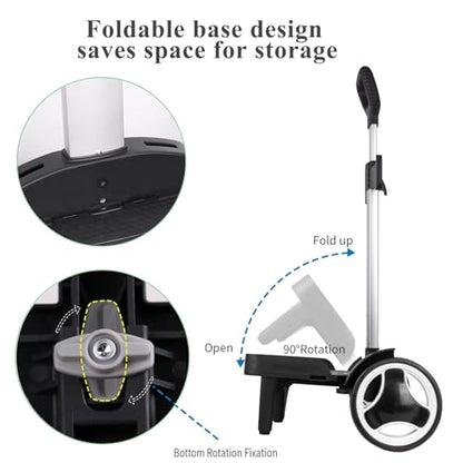 Backpack Trolley Wheeled Cart with Edge Guard Base Noiseless Big Wheels Aluminium Alloy Folding Hand Truck with Luggage Strap for Universal Backpacks Luggage cart for Teenagers,Adults,School,Travel - size: Noiseless Large Wheels with Edge Guard
