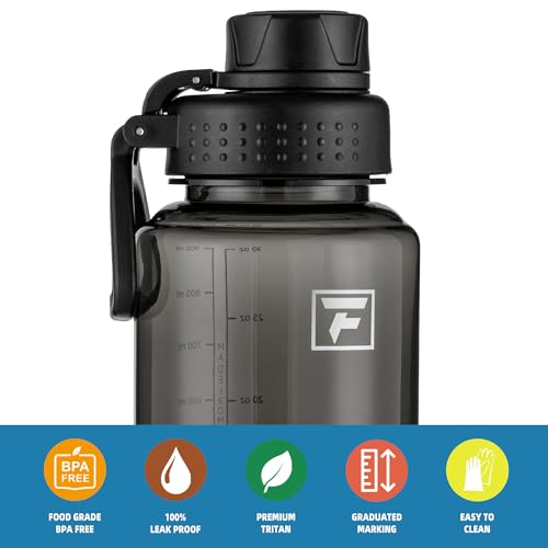 Fanhaw 32 oz Clear BPA-Free Tritan Water Bottle with Fast-Flow Spout Lid, BPA-Free & Leak-Proof Wide-Mouth Reusable Bottle for Gym, School & Office, Back to School Essentials (Black) - color: Black, style: 32 Ounces