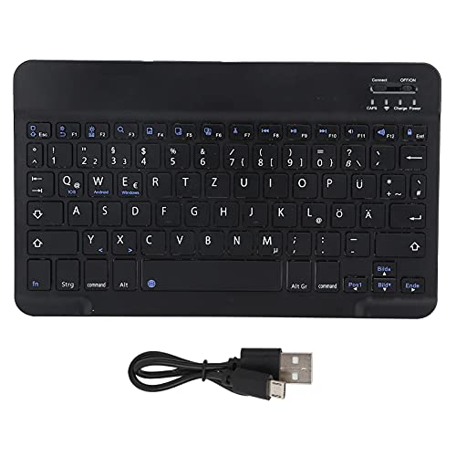 German Keyboard 10Inch Keyboard German Layout USB Computer Keyboard for Laptops, PC(Black)