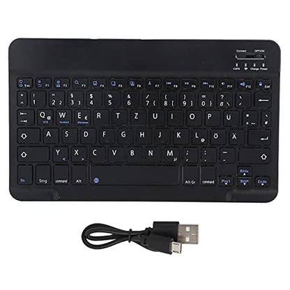 German Keyboard 10Inch Keyboard German Layout USB Computer Keyboard for Laptops, PC(Black)