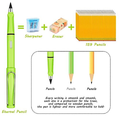 Ainiv Inkless Forever Pencil, 6 Sets with Eraser, Reusable with 6 Extra Nibs, Endless Pencil for Home Office School Supplies - color: 6 Sets Bright Color