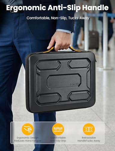 DOMISO Laptop Hard Case 17-17.3 inch Waterproof Shockproof Hard Shell Laptop Sleeve with Handle & Storage Pocket, Compatible with MacBook, HP, Dell, Black - color: Black, size: 17.3 inch