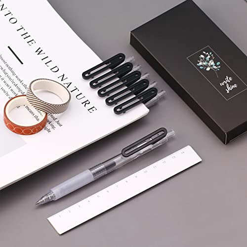 Ultra Fine Point Pens 0.38mm Retractable Gel Pens for Journaling, Planner, Note Taking, Quick Dry Black Ink, Refillable, 6 Count - style: 6 Counts