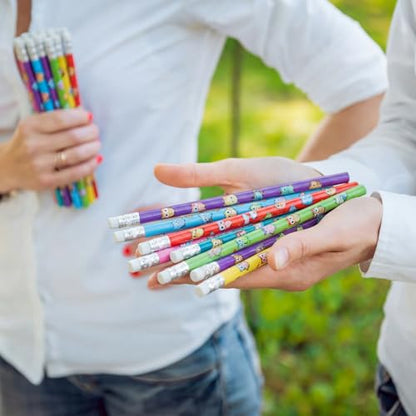 Gueevin 48 Pcs Owl Wooden Pencil with Eraser Cute Cartoon Assorted Stationery Pencils Novelty Animal Printed for Students Teacher Classroom School Reward Prize Party Favors