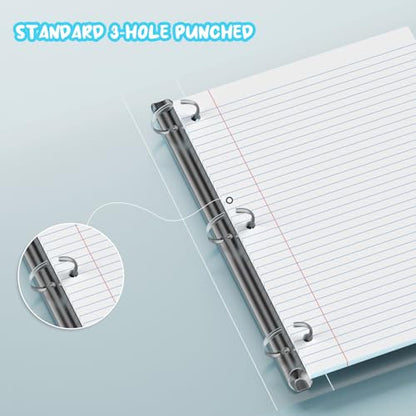White Loose Leaf Paper 8 x 10.5, 130 Sheets Lined Paper College Ruled Paper, 3 Hole Punched Notebook Paper College Ruled, 3 Ring Binder Paper 8 x 10.5, Filler Paper College Ruled for Office, School - color: White-130 Pcs