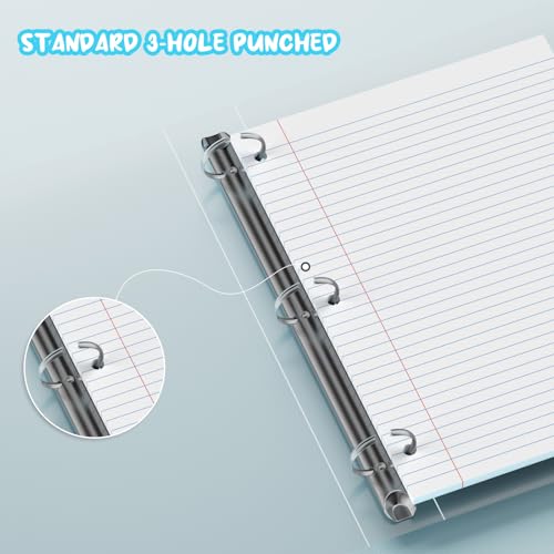 White Loose Leaf Paper 8 x 10.5, 130 Sheets Lined Paper College Ruled Paper, 3 Hole Punched Notebook Paper College Ruled, 3 Ring Binder Paper 8 x 10.5, Filler Paper College Ruled for Office, School - color: White-130 Pcs