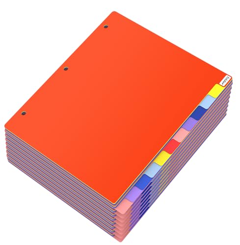 HABGP 12 Tab Dividers for 3 Ring Binder, 96 Pcs Multicolor 3 Ring Binder Dividers with Tabs, Page Folder Dividers, Plastic Tabbed File Dividers with Tabs, Three Ring Binder Index Dividers, 8 Set - size: 8 set (96 pcs)