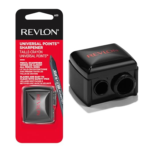 Revlon Universal Points Sharpener for Wooden & Plastic Makeup Pencils, Fits Small to Large Sizes, Easy to Clean, 1 Count - size: Pack of 1