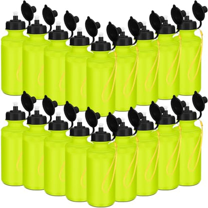 Zubebe 36 Pcs Sports Water Bottles Bulk Squeeze Reusable Plastic Water Bottles Back to School Supplies Summer Gifts for Students School Travel Hiking Cycling Event Team Gift - color: Fluorescent Green