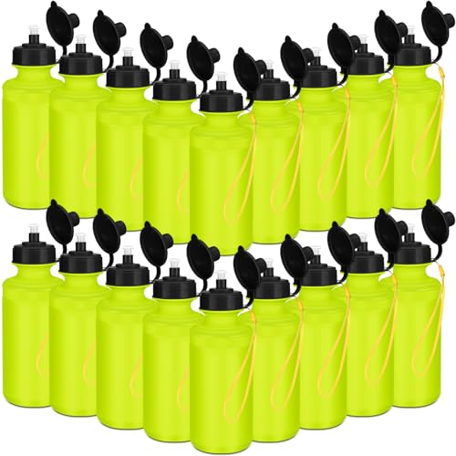 Zubebe 36 Pcs Sports Water Bottles Bulk Squeeze Reusable Plastic Water Bottles Back to School Supplies Summer Gifts for Students School Travel Hiking Cycling Event Team Gift - color: Fluorescent Green