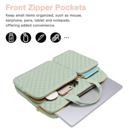 MOSISO 360 Protective Laptop Case 16 inch,15-15.6 inch Laptop Sleeve Compatible with MacBook Pro 16 M5 M4 M3 M2 M1 HP Acer Dell Lenovo,Square Quilted Bag Cover with 2 Pockets&Handle&Belt, Sage Green - color: Sage Green, size: 16 inch