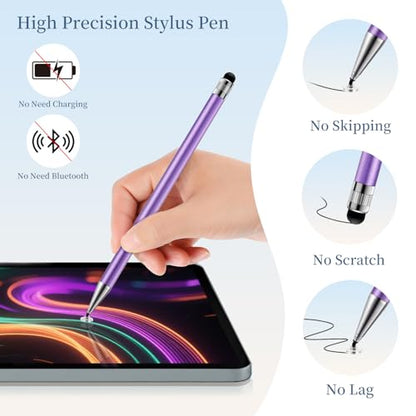 ChaoQ Stylus Pen for Touchscreen 6pcs 2-in-1 Stylus Pen for iPad iPhone | High Sensitivity and Precision Suitable for iPad iPhone Android Tablets and All Touch Screens - (Purple) - color: 6 Purple